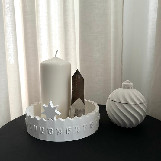 Minimalistischer Adventskalender „Nordic Countdown“ - handgegossen, schiebbarer Stern, moderner Adventskranz | moin Home vibes