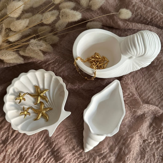 Ocean Shell Trio – Muschel-Schalen · Handgemachte Deko-Objekte einzeln & im 3er-Set